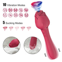 Noire X Rose Vibrator - Clitoris & Nipple Suction Dildo Stimulator