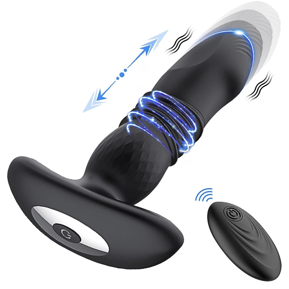 Noire X Thrusting Dildo Anal Vibrator - Wireless Butt Plug Prostate Massager for Men and Women