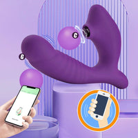 Suction Wireless Bluetooth Vibrator Dildo - Clitoris Stimulator & G-Spot Massager