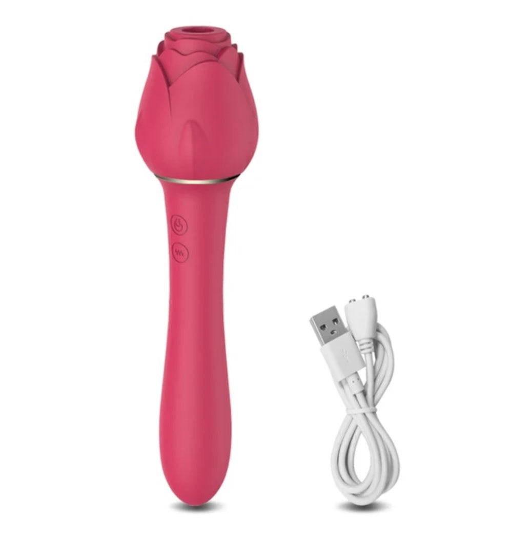 Noire X Rose Vibrator - Clitoris & Nipple Suction Dildo Stimulator