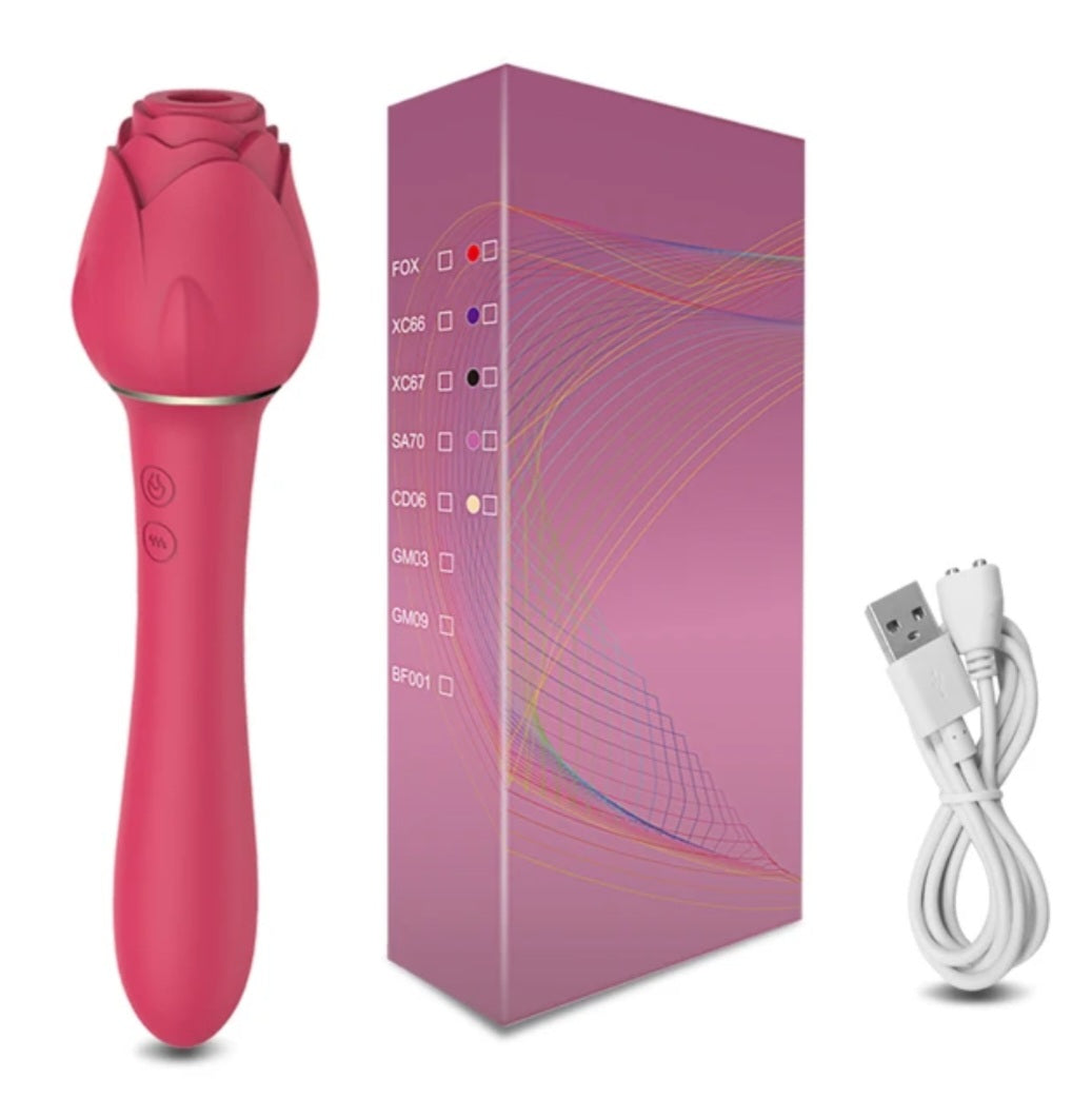 Noire X Rose Vibrator - Clitoris & Nipple Suction Dildo Stimulator