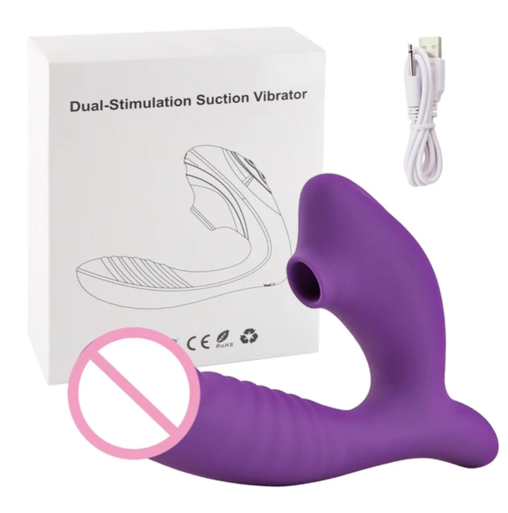 Suction Wireless Bluetooth Vibrator Dildo - Clitoris Stimulator & G-Spot Massager