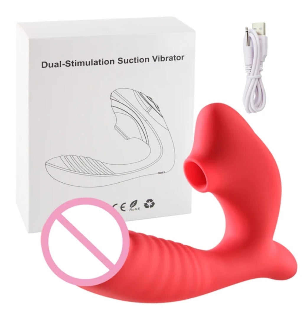 Suction Wireless Bluetooth Vibrator Dildo - Clitoris Stimulator & G-Spot Massager