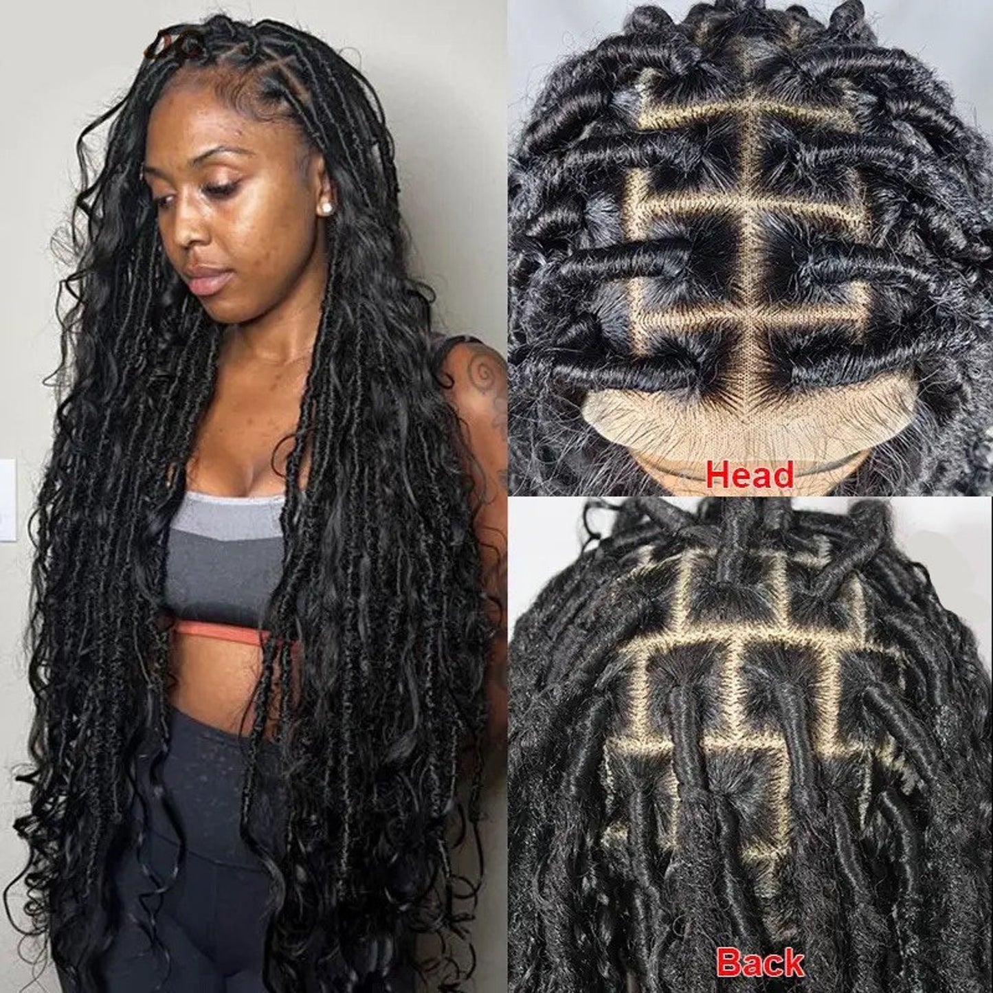 Distressed Faux Locs Full HD Lace, Boho Custom Handmade Wig - Human Hair Part Transparent Lace Brazilian Remy Hair